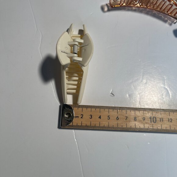 Bundle Of 3 Medium Size Claw Hair Clips White, Grey, Transparent Orange - Picture 4 of 5